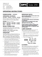 Solar250 Operating Instruction
